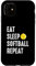 Hülle für iPhone 11 Eat Sleep Softball Repeat lustig American USA Sports