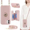 ELTEKER for iPhone 12 Mini Phone Case with Card Holder and Strap,PU Leather Wallet Case Flip Cover with Crossbody Lanyard Strap for iPhone 12 Mini (5.4 Inch) - Rose Gold