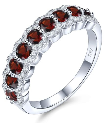 LP LOHASPIE Anelli per donna Solido argento sterling 925 Impostazione viola rosso blu verde rosa giallo pietra preziosa naturale placcato rodio stile classico gioielleria (Rosso, Taglia USA 8)