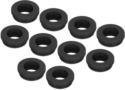 sourcing map 10Pcs Snap Rubber Grommet Plug Mount Dia 15mm ID 11mm Narrow Groove Width 2mm Seal Anti-Scratch for Electrical Box Cable Pipes Black