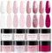 Aokitec Dip Powder Set, 8 colours Dipping Powder Nail Set, Pink Series Nail Dipping Powder for French Nail Art, Nail Powder for Holiday Party Travel Nails, Easy to Use, No Lamp Needed