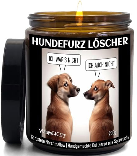 Hundefurz Löscher Duftkerze, lustiges Hundemotiv, ideales Geschenk für Hundeliebhaber, handgemacht aus Sojawachs, bis 70 Stunden Brenndauer (Sonne & Sand)