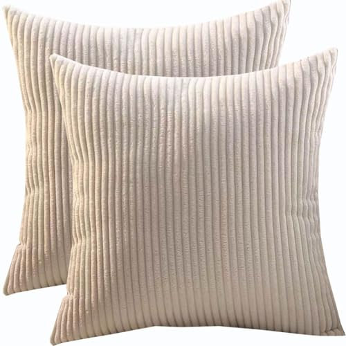 Groß Kissenbezug 80x80,2er Set Kopfkissenbezug 65x65,Kissenbezüge 60X60,Kord Zierkissenbezug Dekokissen Sofakissen Bezug Kissenhülle Dekorative Weiche Zierkissenbezüge(Beige,80x80 cm set of 2)