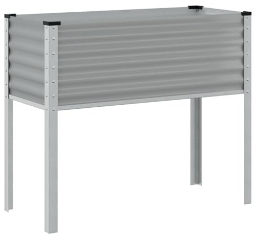 vidaXL Pflanzkübel Grau 100x45x90 cm Stahl, Pflanzgefäß, Tomaten Pflanzkübel, Kräuterbeet, Blumenkasten, Pflanzkasten, Garten Pflanzkübel
