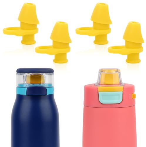 4pcs Bite Valve Replacement for Ello Emma 14oz Kids Water Bottle, Silicone No BPA Water Bottle Spout Mouthpiece Replacement Compatible with Ello Kids Colby 12oz Water Bottle (Yellow)