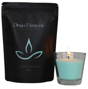 Deko Flamme Original Kerzensand ohne Duft - Farbe Mintgrün - 400g inkl. 20 Dochte - Kerzengranulat Pearled Candle Kerzenwachs - Kerzen Sand für kreative Dekorationen