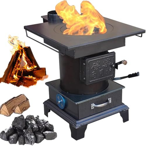 XGHDPBM Cast Iron Wood Burning Stove, Multi Wood Fuel Fireplace Stove, Smokeless Wood Fuel Burning Stove Heater for Indoor Outdoor Cooking and Heating, Hot Tent Garden Patio Heater for Home