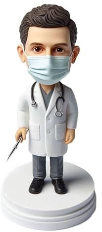 mydedor Individuelle Wackelkopf-Figur, personalisierbar, männlicher Arzt, Wackelkopf, Wackelkopf-Figuren, handgefertigt, personalisiert, Skulptur, Geschenk für Mann
