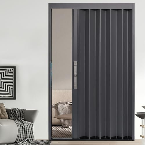Porte Coulissante Métal Portail Intérieur à Volets Multiples pour Espaces de Vie, Porte Pliante Magnétique Commerciale Sans Perçage, Porte Rétractable Portes Accordéon Coulissantes(25x80in (63.5x203cm