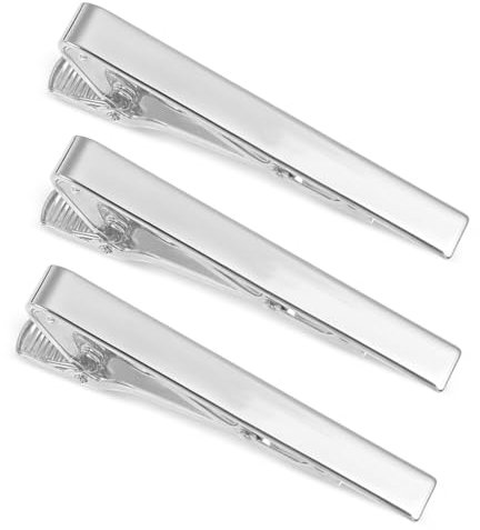 AOZUO 3 pcs épingles à cravate pour homme, pince à cravate classique pour homme d'affaires, pince à cravate pour la Saint-Valentin, Noël, anniversaire de mariage, cadeau pour mari, père (argent)