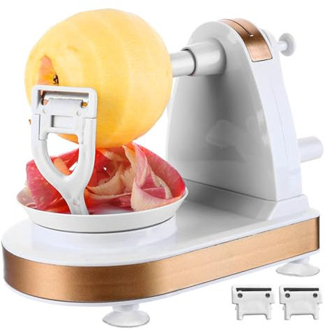 Apple Peeler Hand-cranked Multi Fruit Peeler with 2 Replacement Parer Non-Slip Fruit Peeler Machine Stainless Steel Peelers Fruit Peeler Machine White