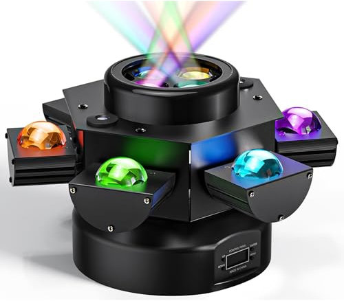 Luces de DJ con cabeza móvil de 6 brazos, 150 W 4 en 1 RGBW Luces de discoteca DJ con control remoto, DMX-512 y control activado por sonido Luces de fiesta Luces de escenario Luces estroboscópicas