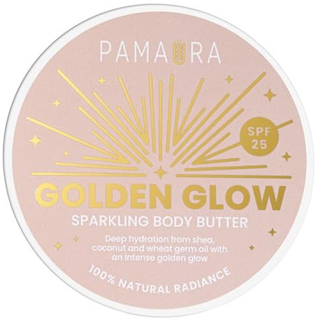 Pamaura Burro per il corpo sparkling con olio di germ wheat and DOUBLE Gold Shimmer SPF25