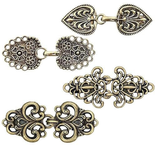 EnixwH 4 Pièces Cardigan Clip Vintage, Pince à Cardigan Broches à Boucle Cheongsam, Boutons De Pull, Clips De Gilet, Attaches pour Fermoir De Cape, pour Chandail Châle Robe Écharpe Col