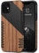 TENDLIN Compatible with iPhone 11 Case Wood Grain with Carbon Fiber Texture Design Leather Hybrid Slim Case (Twill)