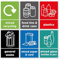 6x Recycling & General Waste Bins Stickers Self Adhesive Vinyl 150 × 100 mm Waterproof General Waste Decals Removable Mixed Recycling Signs for Outdoor Kitchen Pack of 6 Trash Garbage Can Stickers P