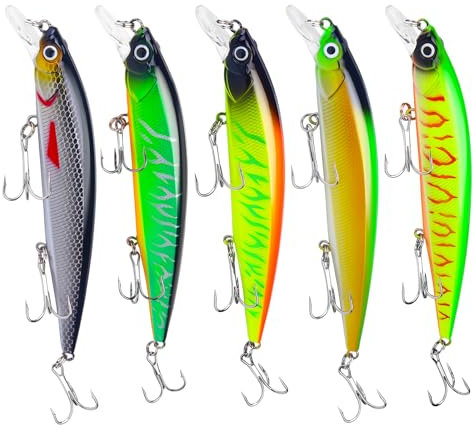 5 Stück Hecht Köder, 14cm/18.3g Wobbler Hecht, Groß Kunstköder Zander ür Süß und Salzwasser, barsch köder, Zander köder, Raubfisch, Angeln Hechtköder Wobbler