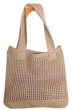 Nvzi Borsa a tracolla da donna in tessuto, borsa tote e borsa per cosmetici, borsa da spiaggia estiva in tessuto chic, borse a tracolla 38 x 1 x 33 cm, colore cachi
