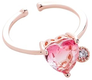 YIQPKUM Elegant Roségold Herz Ringe für Damen Zart Zirkonia Kristall (Rosa)