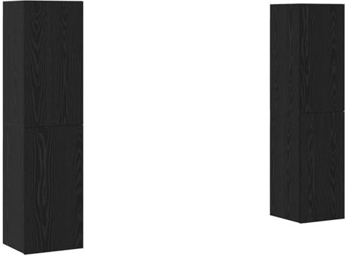 vidaXL TV Cabinet Set Wall-mounted 4 pcs Black oak 30.5 x 30 x 60 cm, Living Room, Modern Tv Cabinet, Compact Storage Unit, Wall-Mounted Entertainment Center, Functional Media Stand