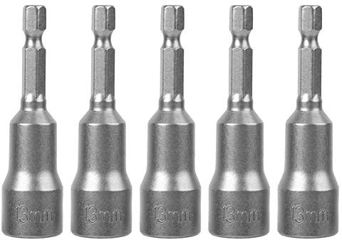 5pcs Magnetic Hex Socket Tool Steel Electric Screwdriver Magnetic Drill Bit Adapter for Tighten Unscrew Wrench Nuts Bolts Ribbed Steel Bars Mechanics 13mm