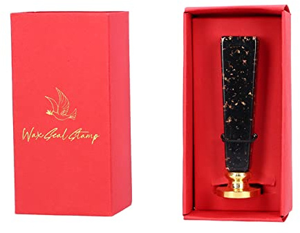Seal Stamp Vintage Beautiful Pattern Exquisite Wax Sealing Stamp with Detachable Handle for DIY Invitation Card Envelope Elegant Gift Box Resin Alloy 3.5 x 0.7in (K02-Rote Box, Schwarzgold,
