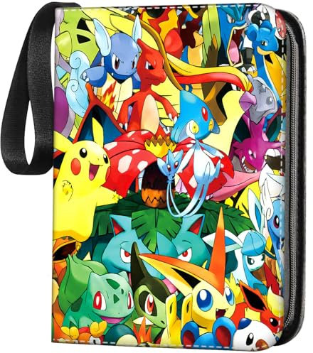 Sammelkarten Album, 4-Taschen Karten Sammelalbum, 50 Pcs Seite 400 Karten Kapazität, PU-Leder, wasserdicht, mit Reißverschluss, Geschenke für Sammler und Kinder.