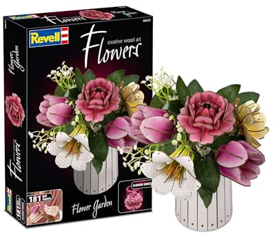 Revell Flower Garden – Blumen aus Holz als ewige Blumenwiese, DIY Blumenstrauß mit Vase und Duftring, Nachhaltige Blumen Deko, Kreative Geschenkidee