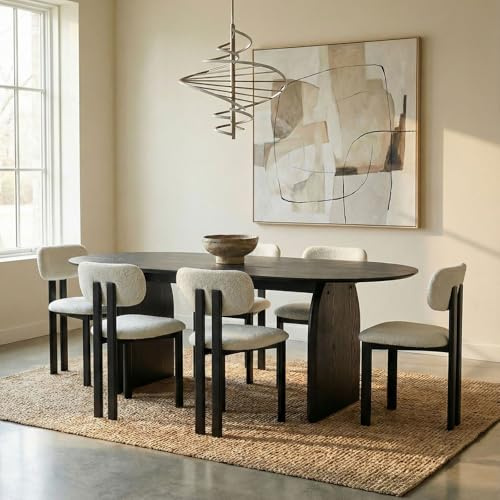IDIMEX Essgruppe MALA/Franca mit Tisch und 6 Stühlen, Schwarz/Weiß- Esstisch oval 180 x 90 cm, robuste MDF Tischplatte, Esszimmermöbel Set, Stühle mit Stoffbezug [max. Belastbarkeit 120 kg]