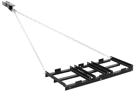 VEVOR Rastrillo Nivelador de Césped de Caminos de Entrada 122 x 50 cm, Cadena de 183 cm, Nivelador de Tierras Agrícolas de Acero, Herramienta de Nivelación para ATV, UTV, Tractor de Césped de Jardín