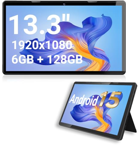 Xoro MegaPAD 1333 Pro 2 Android 15 Tablet, 13,3 Zoll FHD IPS, 6GB/128GB | 10.000 mAh Akku bis 10,5 h, Cortex-A75 Octa-Core, USB-C PD-Schnellladen, Standfuß & VESA-75, microSD bis 256 GB, 5 MP Kamera