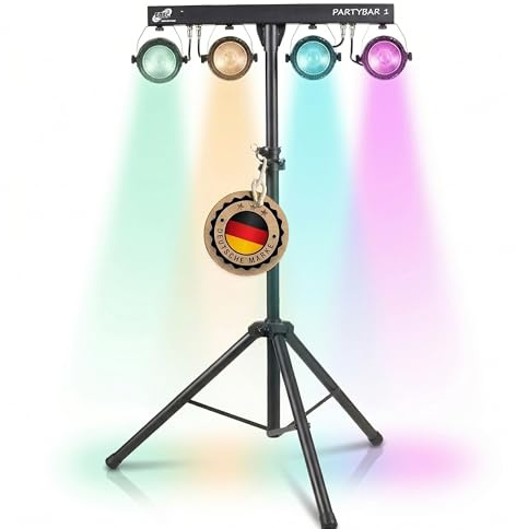 ETEC Professional LED PARTYBAR 1 – 4x30W COB PAR RGB Scheinwerfer inkl. Stativ & Fernbedienung – Musikgesteuertes Disco Komplettset für DJ, Party & Bühne