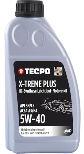 TECPO Motoröl 5W40 Öl X-TREME Plus Öl, 1 Liter 5W-40 Gebinde HC-Synthese für Diesel-und Benzinmotoren entspricht API SN/CF/ACEA A3/B4 / 502/505 / 226.3/226.5 / Longlife 01/98