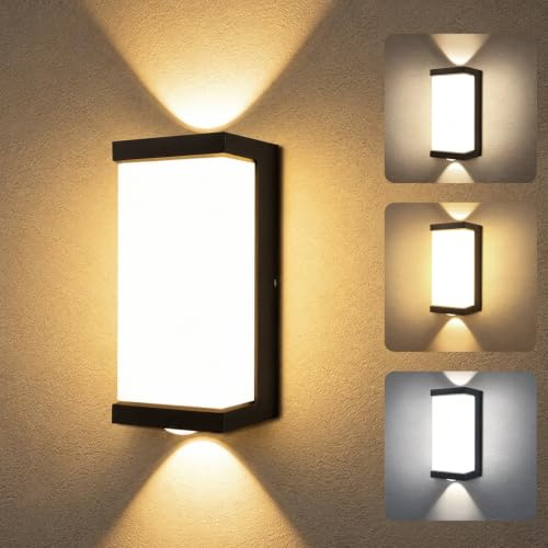 12W Außenleuchte LED Wandleuchte Aussen 3000-6500K Dimmbar Aluminium Lampen | Doppelstrahler Wandbeleuchtung IP65 Wasserdichte Modern Wandlampe Innen/Außen für Garten Eingang Terrasse Flur