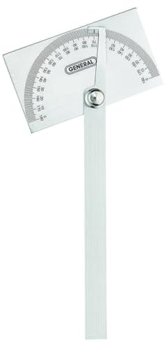General Tools Angle Protractor #17 Stainless Steel Square Head - Measuring Tool for Carpenters & Woodworking Hobbyists