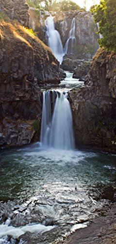 Türtapete Türposter selbstklebend – Wasserfall in den Bergen - 90x205cm und 100x210cm - Fototapete Poster Türfolie Tapete – T00128