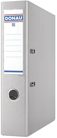 DONAU Ordner DIN A4 / Breit/Grau / 75 mm - 7,5cm/ Karton mit Kunststoffeinband/Schlitzordner Büroordner Aktenordner/Metallgefasstes Griffloch Hebelmechanik Einsteckrückenschild