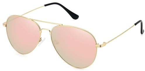 WOWSUN Classic Polarized Sonnenbrille für Damen Herren mit Etui (Rosa)
