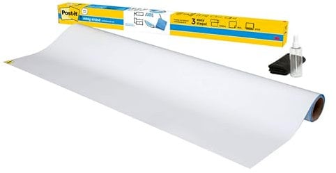 Post-it Tableau Easy Erase Whiteboard Surface, Blanc, 121.9 cm x 182.9 cm, 1 Rouleau/Paquet