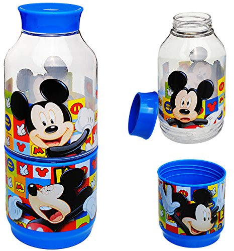 alles-meine.de GmbH Trinkflasche mit Snack Dose - - Mickey Mouse - BPA frei - Tritan - auslaufsicher - kohlensäure geeignet - 300 ml - mit Deckel - Kunststoff Plastik - durchsich..