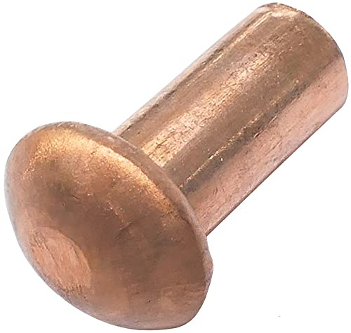 AERZETIX - Juego de 20 Remaches de Cobre Ø4x8mm con Cabeza Semiredonda - Remache Sólido/Remache de Golpe - DIN 660 - C48030