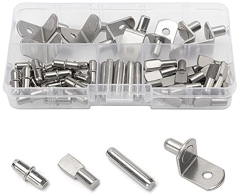 YIXISI 55 Pezzi 4 Stili Perni di Supporto per Mensole, Supporti Ripiani Armadio Supporto Mensole Staffe, per Ripiani Armadio per Mobili, 5 mm, 6 mm