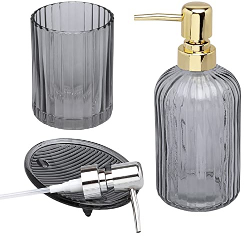 G Decor Badezimmer-Set aus Glas, grau