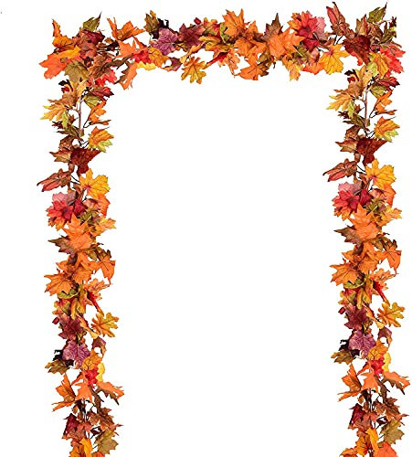 Artiflr 3 Stück Herbst-Ahornblatt-Girlande, künstliche Ahorn-Girlande, Herbst-hängende Herbstblätter-Reben für drinnen und draußen, Hochzeit, Erntedankfest, Abendessen, Party-Dekoration