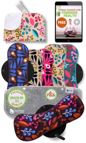 Assorbenti Lavabili Cotone Biologico; Assorbenti Riutilizzabili 6-Pack + Borsa (L+XL) PRODOTTI IN EU; Assorbenti Lavabili Flusso Abbondante Notte; per ciclo mestruale, l’incontinenza e il dopo parto