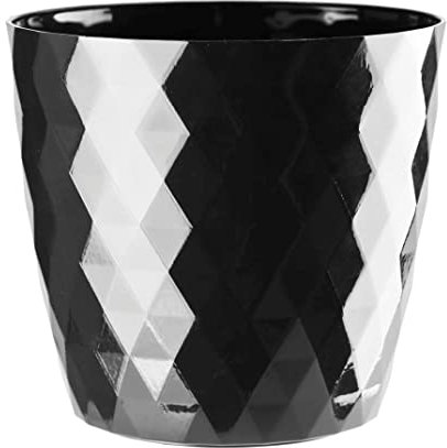 KORAD Cristal Indoor Flower Pot Covers without Drainage Holes – Decorative Round Plastic Planters for Indoor & Outdoor Plants – Lightweight, Durable Plant Pots in 9 Colours & 7 Sizes- (Black, 30 cm)