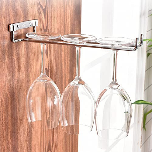 Weintassenregale, Einreihig Eisen Gläserhalter Wandmontierte Weintassenregal Küche Home Bar Regale Hängende Glasbecherhalter Regal Wohnzimmer Esszimmer (Elektroabgeschiedenes Chrom,)