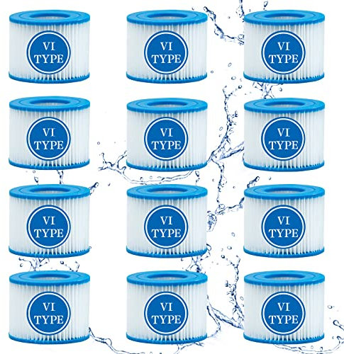 SXEIAV 12 Stück Filter Cartridge VI, Typ VI Spa-Filter für Bestway Flowclear Pool Filter, für SaluSpa 90352E, Spa Filterkartuschen für Miami, für Vegas, für Monaco