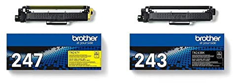 Brother Original Jumbo-Tonerkassette TN-247Y & BA78745 TN-243BK Original Tonerkassette (für DCP-L3510CDW/-L3550CDW, HL-L3210CW/-L3230CDW/-L3270CDW, MFC-L3710CW/-L3730CDN/-L3750CDW/-L3770CDW) schwarz