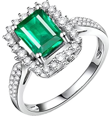 Dsnyu 18K Weißgold Freundschaftsringe Best Friends 1.5ct Labor Erstellt Smaragd Moissanite Freundschaftsringe Weißgold 65 (20.7)